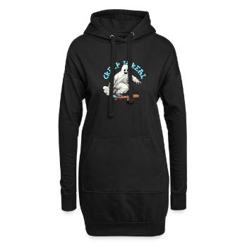 Drôle de fantôme de skateboard avec jeu de mots d’Halloween - Sweat-shirt à capuche long Femme - noir - Devant