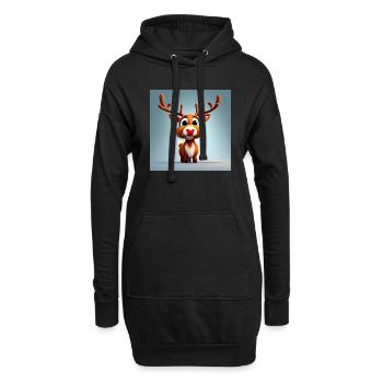 niedliche rote nase rentier weihnachtliche weihnachtsstimmung - Hoodie-Kleid - Schwarz - Vorne