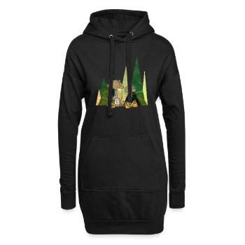Pilze - Hoodie-Kleid - Schwarz - Vorne