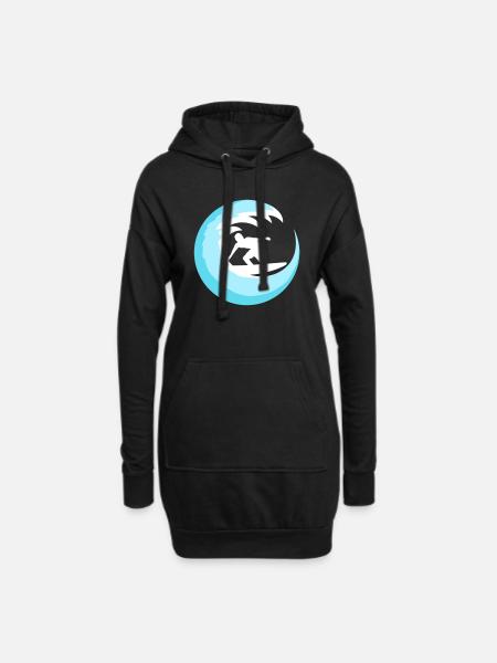 Surfer Surfbrett Runde Blaue Kreis Welle Surfen - Hoodie-Kleid - Schwarz