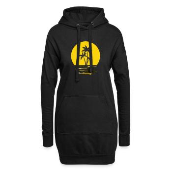 Soleil palmier groovy - Sweat-shirt à capuche long Femme - noir - Devant