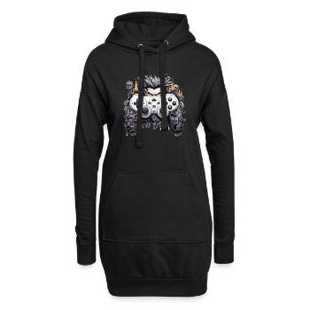 Funny Halloween Cartoon Gaming Controller Zombie - Hoodie-Kleid - Schwarz - Vorne