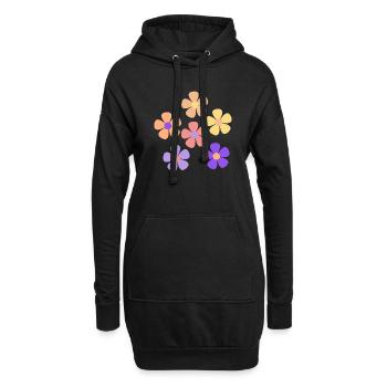 Fleur - Sweat-shirt à capuche long Femme - noir - Devant