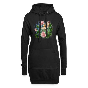Bunter Vogel - Hoodie-Kleid - Schwarz - Vorne