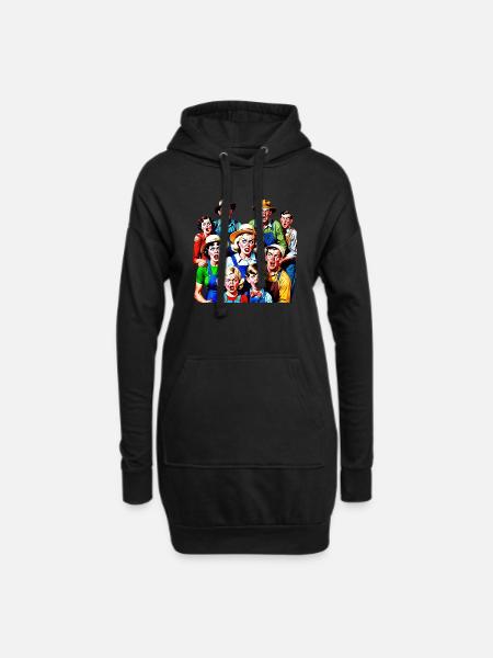 Familie von gestressten Menschen vom Land - Hoodie-Kleid - Schwarz
