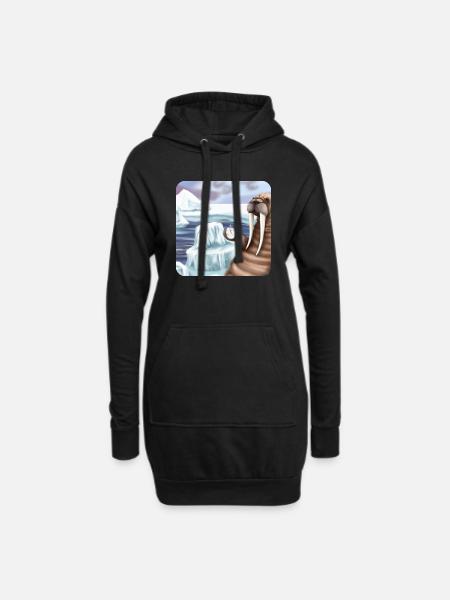 Walross Klimawandel - Hoodie-Kleid - Schwarz