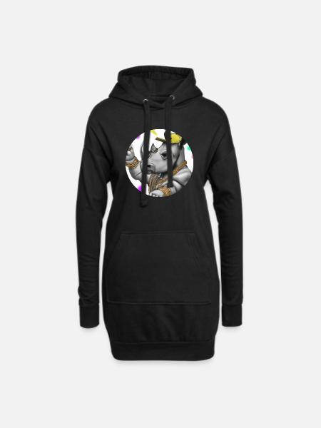 Nashorn Rapper - Hoodie-Kleid - Schwarz