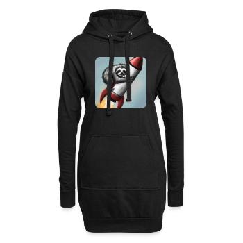 Faultier auf Rakete - Hoodie-Kleid - Schwarz - Vorne