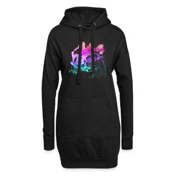 Spritzfarbe Reinbow Graffitti Kunst bunt - Hoodie-Kleid - Schwarz - Vorne