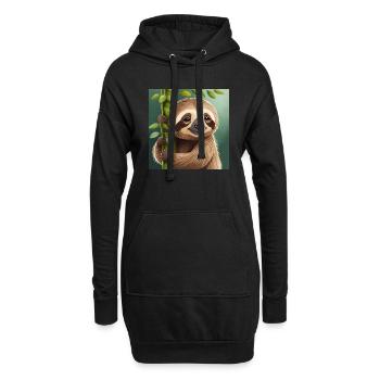 mignon petit dragon paresseux drôle - Sweat-shirt à capuche long Femme - noir - Devant