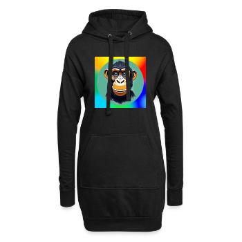 Dessin animé de chimpanzé - Sweat-shirt à capuche long Femme - noir - Devant