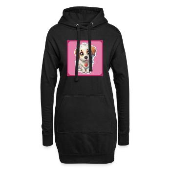 Dessin animé de chien 4 - Sweat-shirt à capuche long Femme - noir - Devant