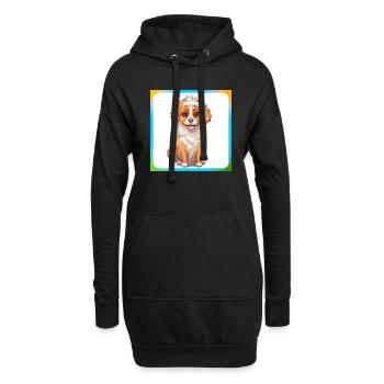 Hund Cartoon 9 - Hoodie-Kleid - Schwarz - Vorne