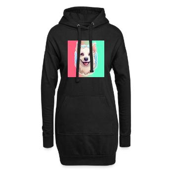 Hunde-Karikatur 10 - Hoodie-Kleid - Schwarz - Vorne