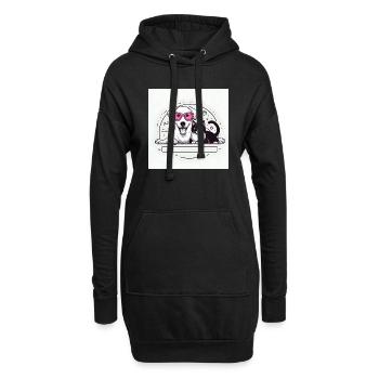 chat et chien - Sweat-shirt à capuche long Femme - noir - Devant