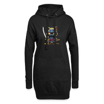 Ninja-Katze #5 - Hoodie-Kleid - Schwarz - Vorne