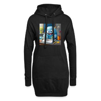 niedliche kleine flauschige Monster Zahnbürste Hausaufgaben - Hoodie-Kleid - Schwarz - Vorne