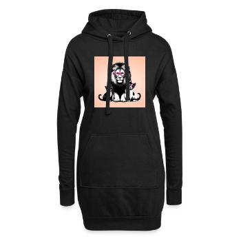Lion et chats avec des lunettes roses - Sweat-shirt à capuche long Femme - noir - Devant