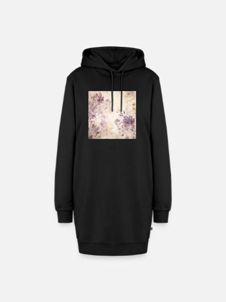 Vintage Blumen - Hoodie-Kleid - Schwarz