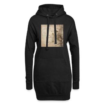 Oiseau vintage - Sweat-shirt à capuche long Femme - noir - Devant