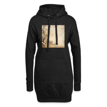Aubépine vintage - Sweat-shirt à capuche long Femme - noir - Devant
