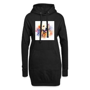 Aquarelle Golden Retriever - Sweat-shirt à capuche long Femme - noir - Devant