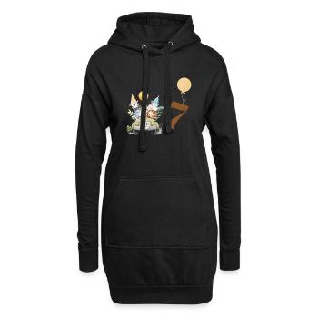 7e anniversaire safari - Sweat-shirt à capuche long Femme - noir - Devant