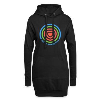 tout ce dont nous avons besoin, c’est d’amour, Herz - Sweat-shirt à capuche long Femme - noir - Devant