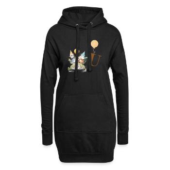 lettre u safari - Sweat-shirt à capuche long Femme - noir - Devant