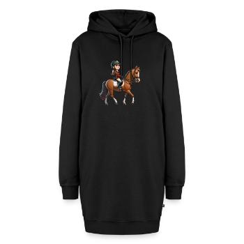 Reiterin Pferd, Pferdesport - Hoodie-Kleid - Schwarz - Vorne - AI Model Female 172 light (172cm)