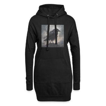 Dunkler Rabe - Hoodie-Kleid - Schwarz - Vorne