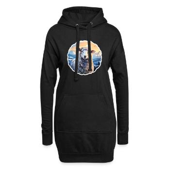 Moutons en hiver - Sweat-shirt à capuche long Femme - noir - Devant
