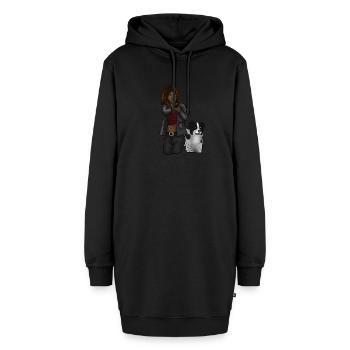Girl With a gun and a dog - Hoodie-Kleid - Schwarz - Vorne - AI Model Female 172 light (172cm)