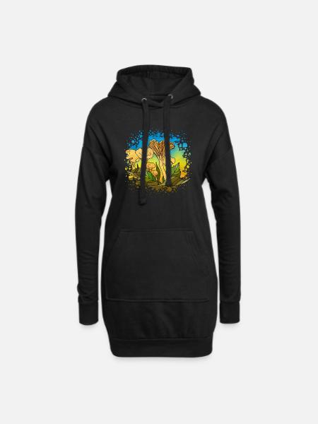 Pilze - Hoodie-Kleid - Schwarz
