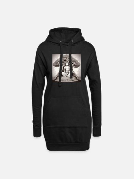 Buddha - Hoodie-Kleid - Schwarz