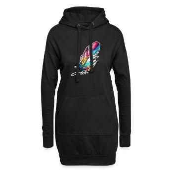 Plume/plume d'écriture/plume d'oiseau/plume de duvet - Sweat-shirt à capuche long Femme - noir - Devant