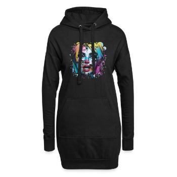 graffiti street art spray ancien pochoir rétro - Sweat-shirt à capuche long Femme - noir - Devant