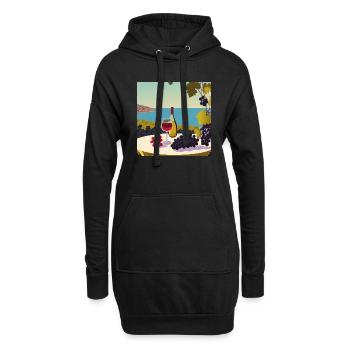 Wein / Rotwein / Weißwein - Hoodie-Kleid - Schwarz - Vorne