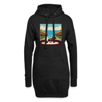 Wein / Rotwein / Weißwein - Hoodie-Kleid - Schwarz - Vorne