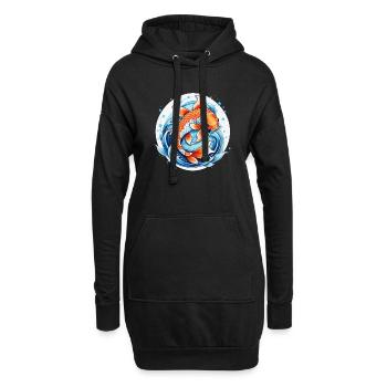 carpe koi - poisson japon - Sweat-shirt à capuche long Femme - noir - Devant