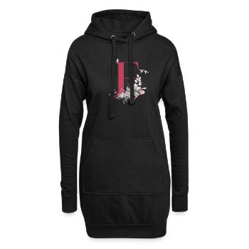 Blumenbuchstabe E - Geschenkidee - Hoodie-Kleid - Schwarz - Vorne
