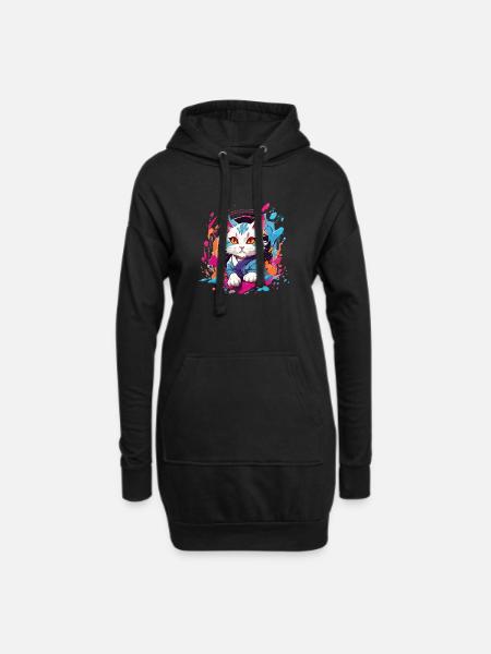 colorful cat - Hoodie Dress - black