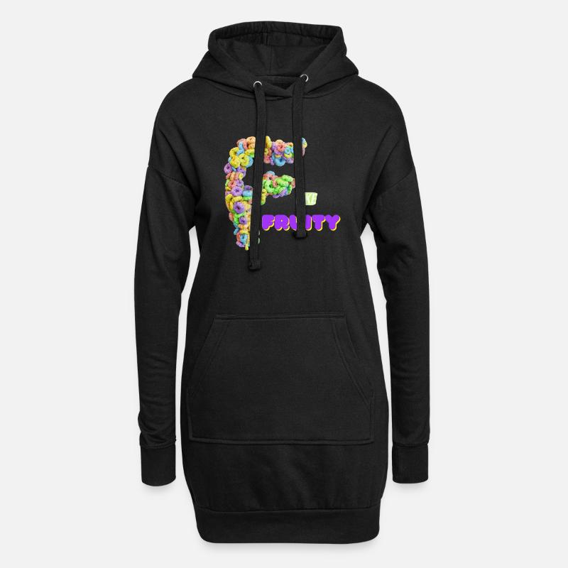 F like fruity - bunte Cornflakes - Hoodie-Kleid - Schwarz