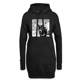 Stier - Hoodie-Kleid - Schwarz - Vorne