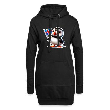 Macareux mignon avec drapeau islandais - Sweat-shirt à capuche long Femme - noir - Devant