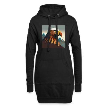 Adlerkopf mit Berg - Hoodie-Kleid - Schwarz - Vorne
