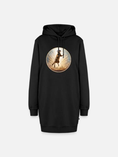 Erdmännchen in Glitzer - Hoodie-Kleid - Schwarz