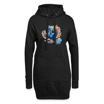 Phénix / Oiseau / Animal / Créature mythique / Feu - Sweat-shirt à capuche long Femme - noir - Devant