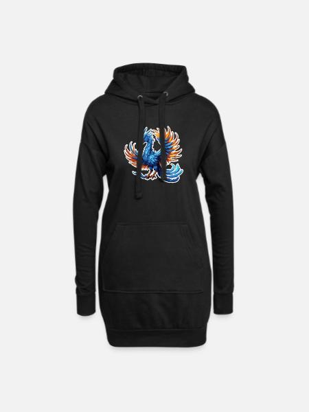 Phoenix / Vogel / Tier / Fabelwesen / Feuer - Hoodie-Kleid - Schwarz