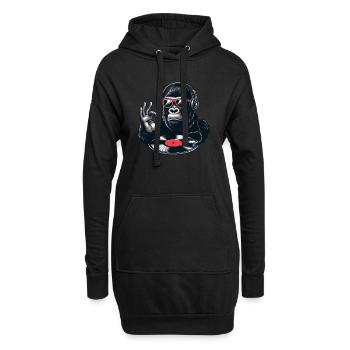 DJ Gorilla Ape beats with Record player and Vinyl - Hoodie-Kleid - Schwarz - Vorne